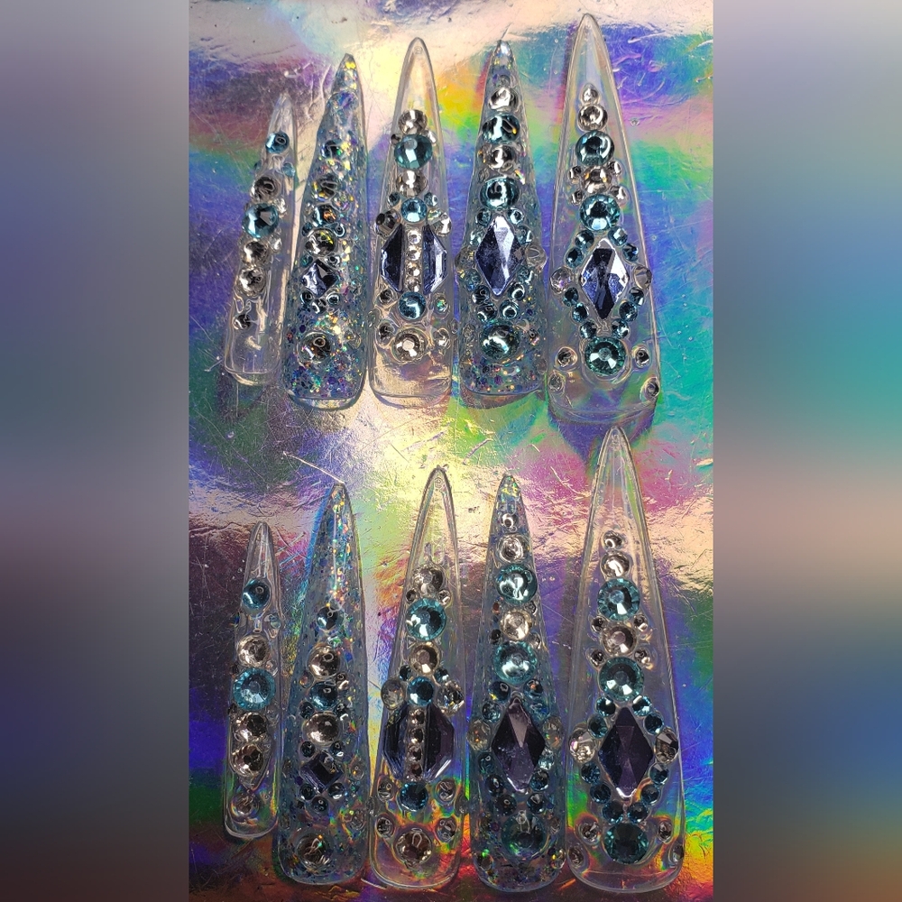 Handmade 2XL stiletto hard gel press on nails size medium